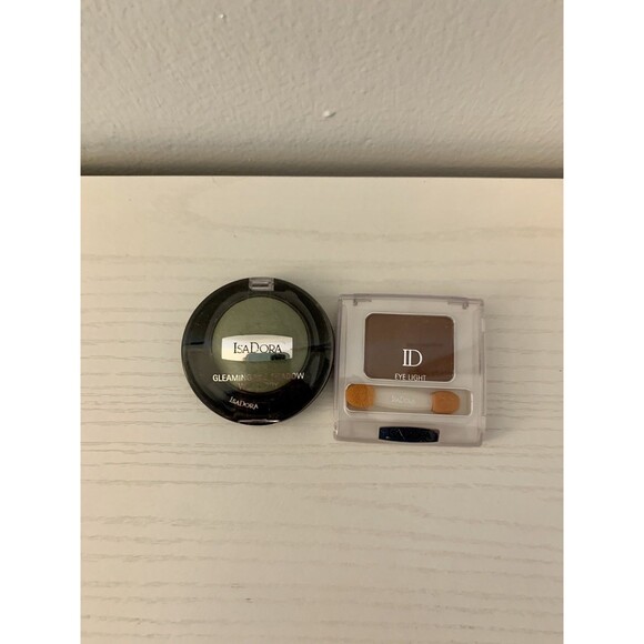 VTG 2X IsaDora Gleaming Eye Shadow Wet Dry Pistachio Green Light 77 Cacao Dream - Picture 5 of 12